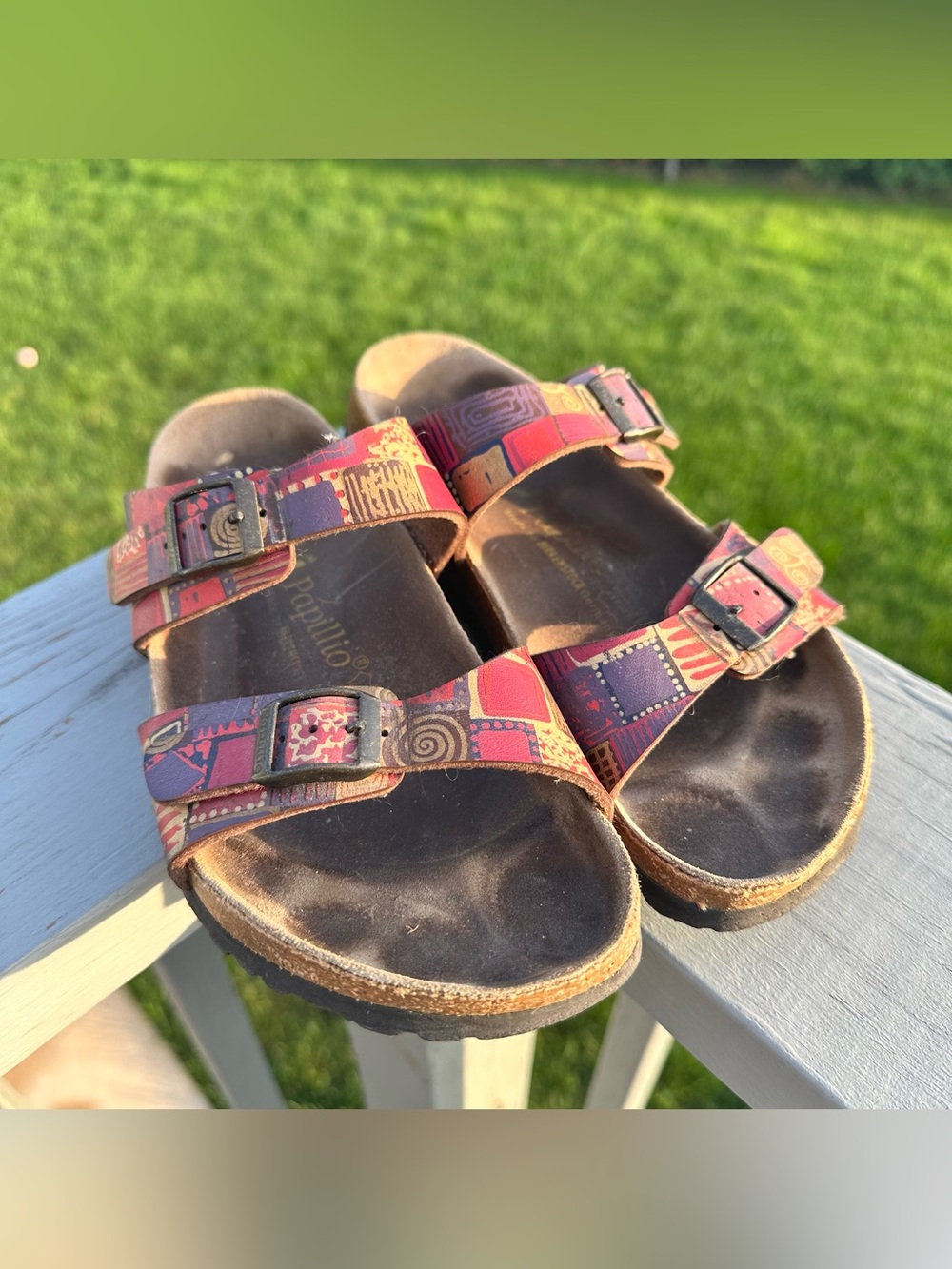 Papillio by Birkenstock | Red Patchwork Double-Buckle Sandals | Size 250